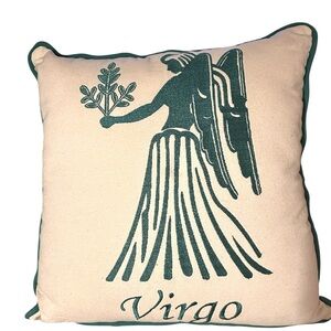Carleton Varney Virgo Zodiac Throw Pillow - Green and Cream